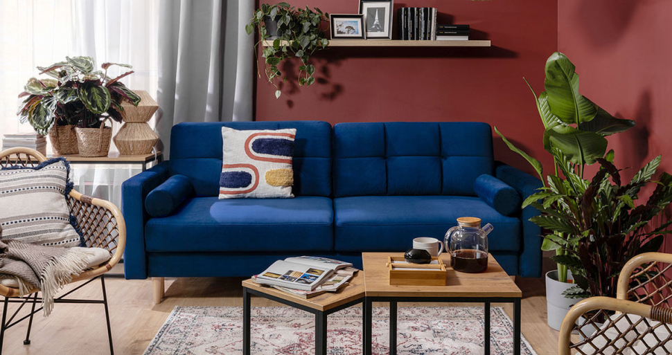 NORET LUX 3DL BRW 3 Seater Sofa Blue Photo