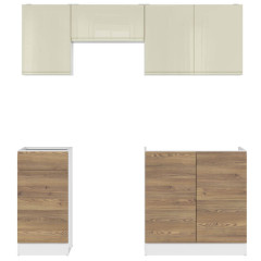 JUNONA LINE 180 BBL Kitchen Set Sibiu Gold Larch / Vanilla Gloss