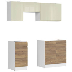 JUNONA LINE 180 BBL Kitchen Set Sibiu Gold Larch / Vanilla Gloss