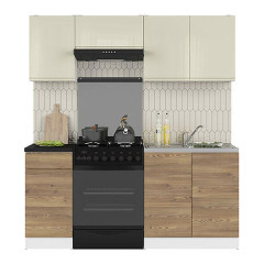JUNONA LINE 180 BBL Kitchen Set Sibiu Gold Larch / Vanilla Gloss