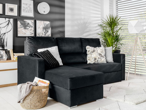 MORANT 2F BRW Corner Sofa Bed Black