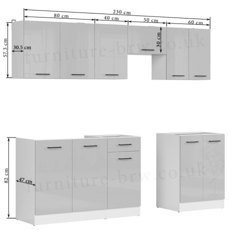 JUNONA LINE 230 BBL Kitchen Set Grey Gloss