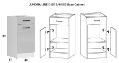 JUNONA LINE 230 BBL Kitchen Set Grey Gloss