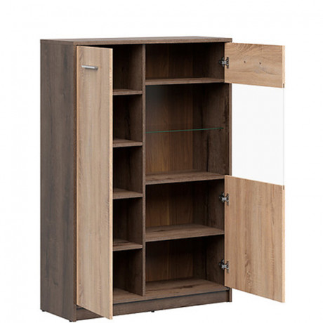 REG1D1W/90 NEPO PLUS BRW Glass-Fronted Cabinet