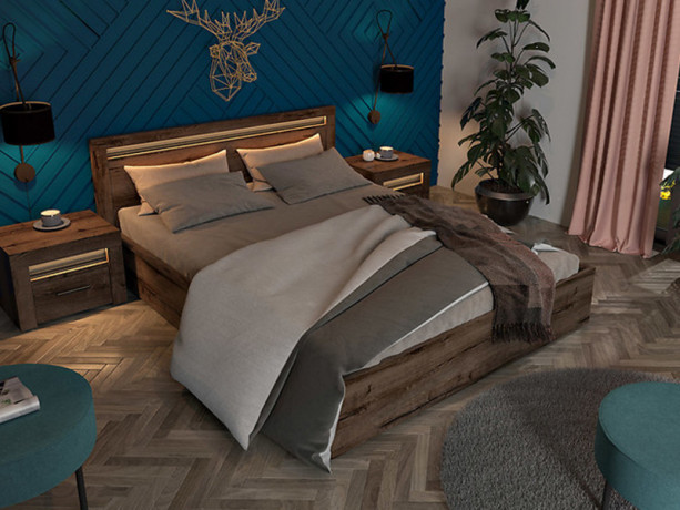 LOZ/160/B BAYLAR BRW Bed with Storage and a Lifting Mechanism