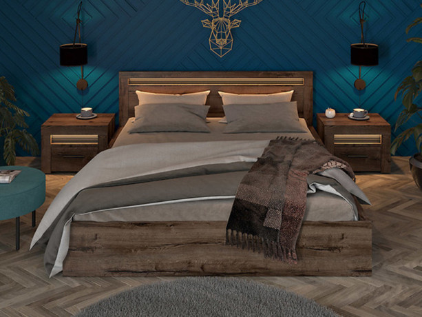 LOZ/160/B BAYLAR BRW Bed with Storage and a Lifting Mechanism