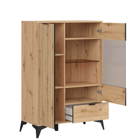 REG1D1W1S LAMEA BRW Glass-Fronted Cabinet