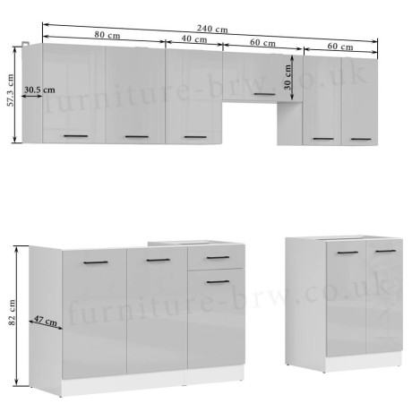 JUNONA LINE 240 BBL Kitchen Set Grey Gloss
