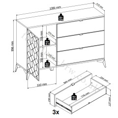 KOM1D3S GLAMOUR BRW Dresser