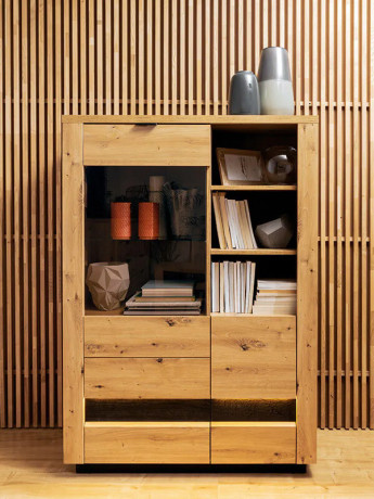 REG1D1W2S/15/10 OSTIA BRW Glass-Fronted Cabinet