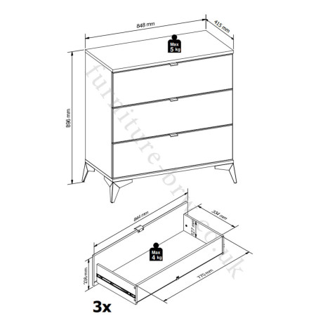 KOM3S GLAMOUR BRW Chest of Drawers