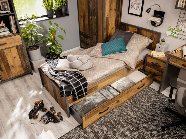 LOZ/90-SZU WESTON BRW Bed with Storage