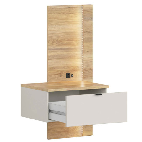 KOM1S/L GLAMOUR BRW Left Bedside Table USB LED