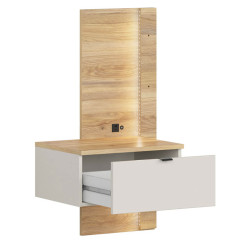 KOM1S/L GLAMOUR BRW Left Bedside Table USB LED