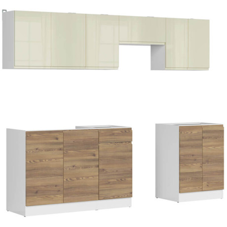 JUNONA LINE 240 BBL Kitchen Set Sibiu Gold Larch / Vanilla Gloss