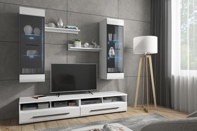 FEVER 3 BRW Living Room Furniture Set White Gloss