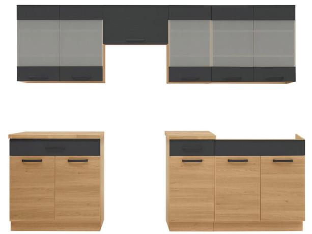 SEMI LINE 260 VER 2 Kitchen Set Reveal Oak / Volcanic Black