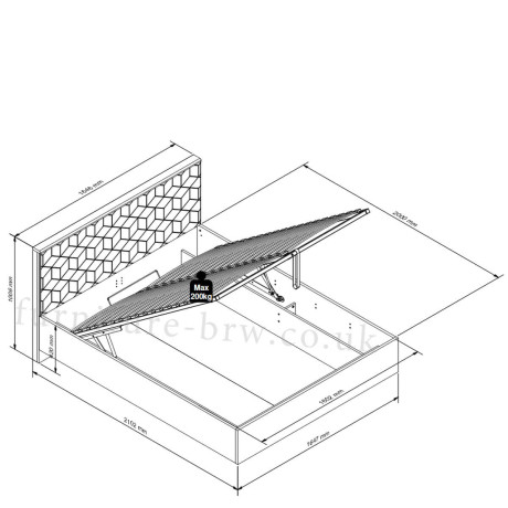 LOZ/160/B GLAMOUR BRW King Size Lift Up Storage Bed
