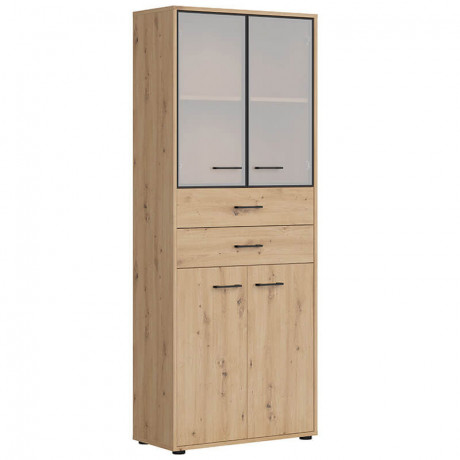 REG2D2W2S/200 SPACE OFFICE BRW Glass-Fronted Cabinet