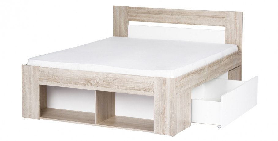 MILO 08 Double Bed 140 with Storage and Bedside Tables SZYNAKA
