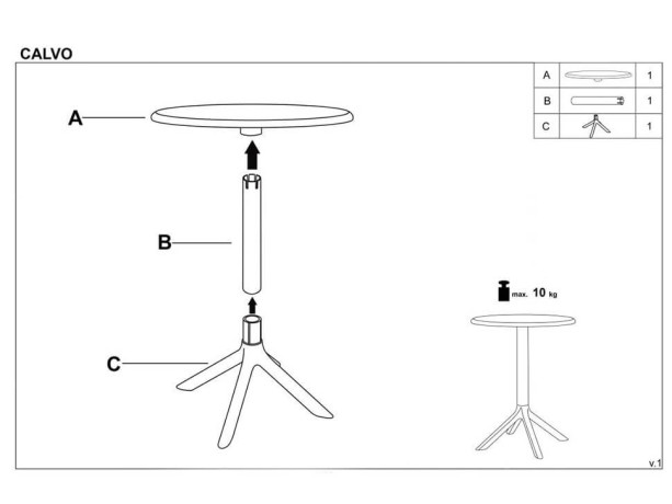 CALVO HALMAR Round Plastic Outdoor Dining Table Mint