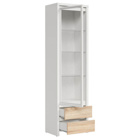 REG1W2S KASPIAN BRW (white) Glass-Fronted Cabinet