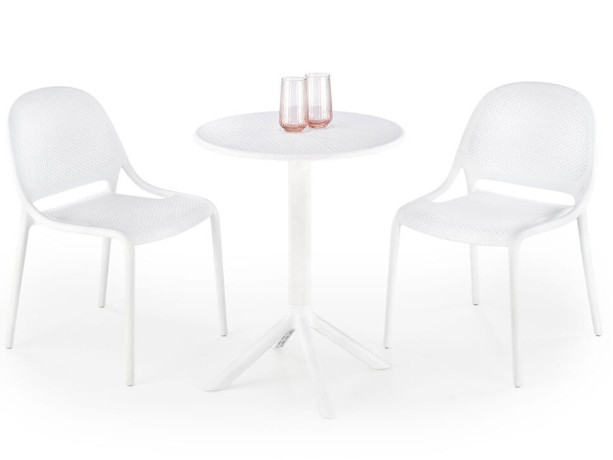 CALVO HALMAR Round Plastic Outdoor Dining Table White
