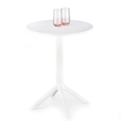 CALVO HALMAR Round Plastic Outdoor Dining Table White