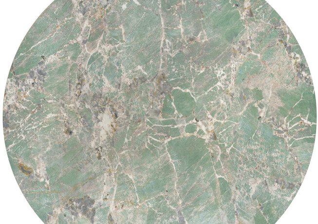 GIOVANI HALMAR Round Dining Table with Green Marble Stone Top and Black Metal Legs