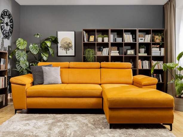 SANTI 2F BRW Corner Sofa Bed Orange