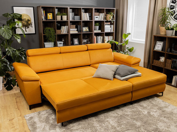 SANTI 2F BRW Corner Sofa Bed Orange