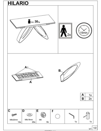 HILARIO HALMAR Unfolded Rectangular Dining Table with Black Marble Stone Top and Black Metal Legs