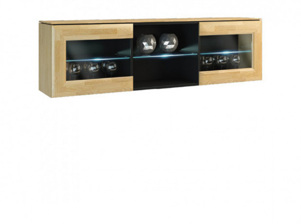 ROSSANO 2DS Wide Wall Glass-Fronted Cabinet MEBIN