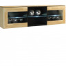 ROSSANO 2DS Wide Wall Glass-Fronted Cabinet MEBIN (Oak Notte Brown)