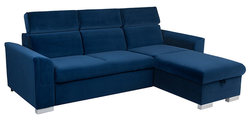 EVIA 2F BRW Corner Sofa Bed Blue Solo