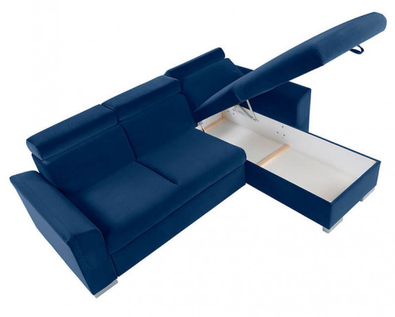 EVIA 2F BRW Corner Sofa Bed Blue Solo
