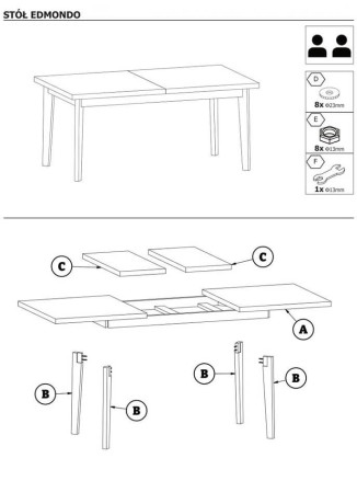 EDMONDO HALMAR Unfolded Rectangular Dining Table Natural Oak