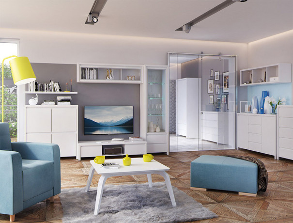 SFW1W/140 KASPIAN BRW (white) Wall Glass-Fronted Cabinet