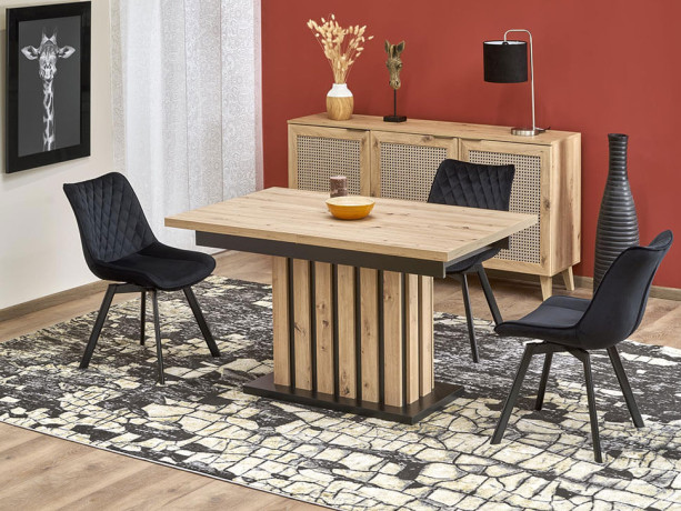 LAMELLO HALMAR Unfolded Rectangular Dining Table Artisan Oak / Black