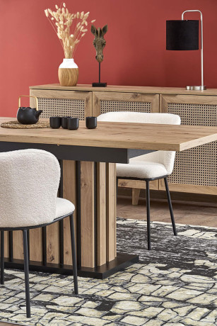 LAMELLO HALMAR Unfolded Rectangular Dining Table Artisan Oak / Black