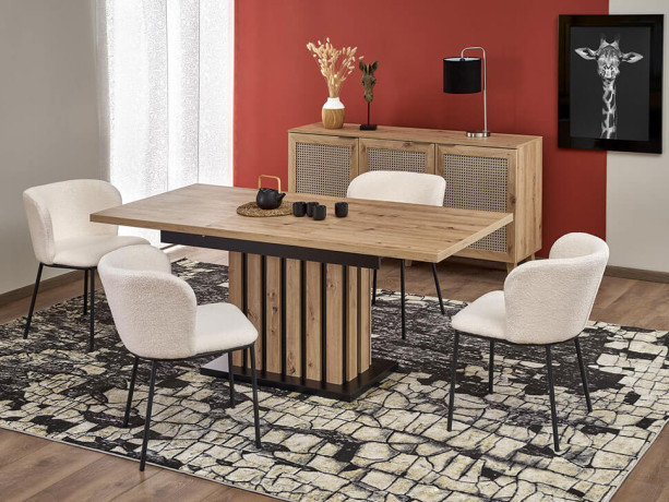 LAMELLO HALMAR Unfolded Rectangular Dining Table Artisan Oak / Black