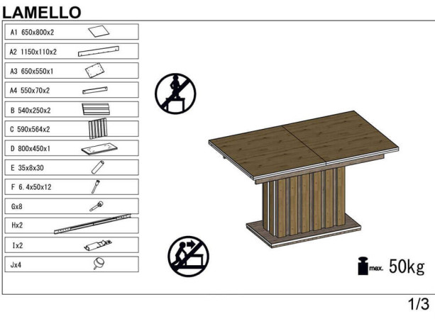 LAMELLO HALMAR Unfolded Rectangular Dining Table Artisan Oak / Black