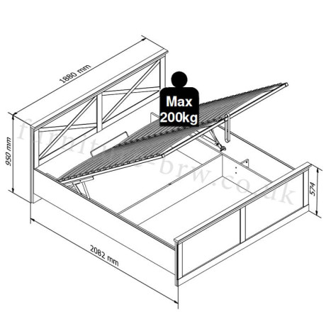 LOZ/160 FRIJA BRW King Size Lift Up Storage Bed
