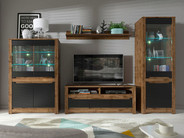REG1W1D RUSO BRW Glass-Fronted Cabinet