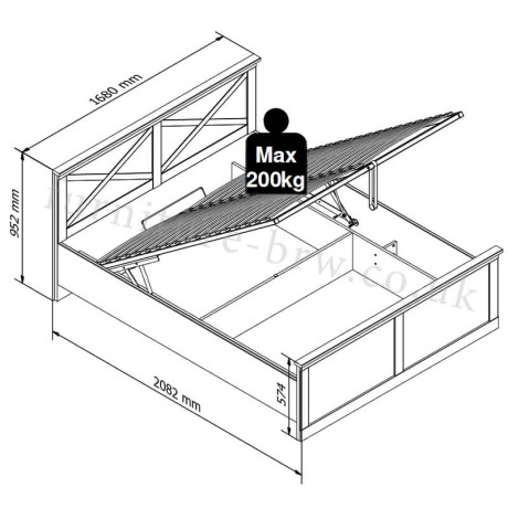 LOZ/180 FRIJA BRW Super King Size Lift Up Storage Bed