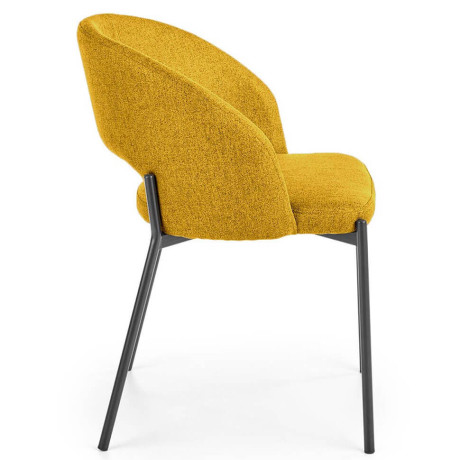 K373 HALMAR Upholstered Dining Chair in Mustard Fabric with Curved Backrest and Metal Legs