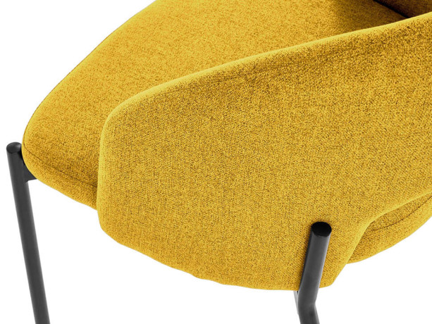 K373 HALMAR Upholstered Dining Chair in Mustard Fabric with Curved Backrest and Metal Legs