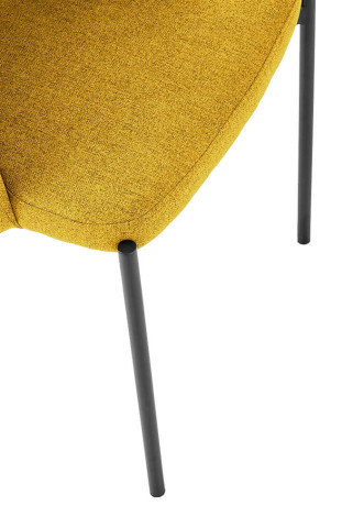K373 HALMAR Upholstered Dining Chair in Mustard Fabric with Curved Backrest and Metal Legs