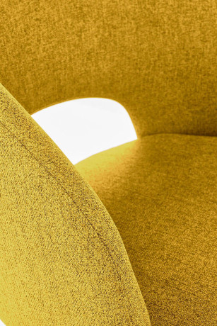 K373 HALMAR Upholstered Dining Chair in Mustard Fabric with Curved Backrest and Metal Legs