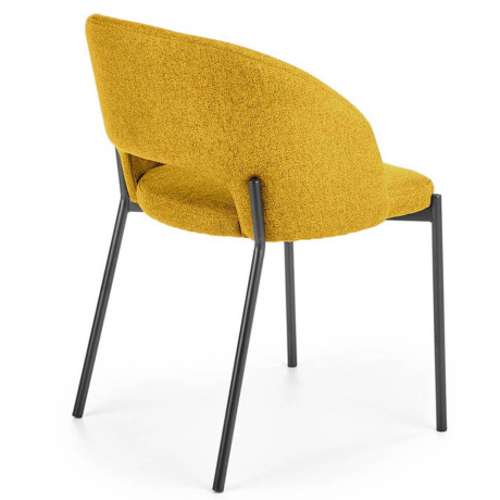 K373 HALMAR Upholstered Dining Chair in Mustard Fabric with Curved Backrest and Metal Legs
